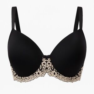 Wacoal 34DDD black white floral embrace lace plunge bra women's